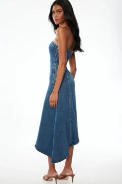 Jeans & Denim | Dresses & Jumpsuits-Dynamite Flare Denim Midi Tube Dress Blue