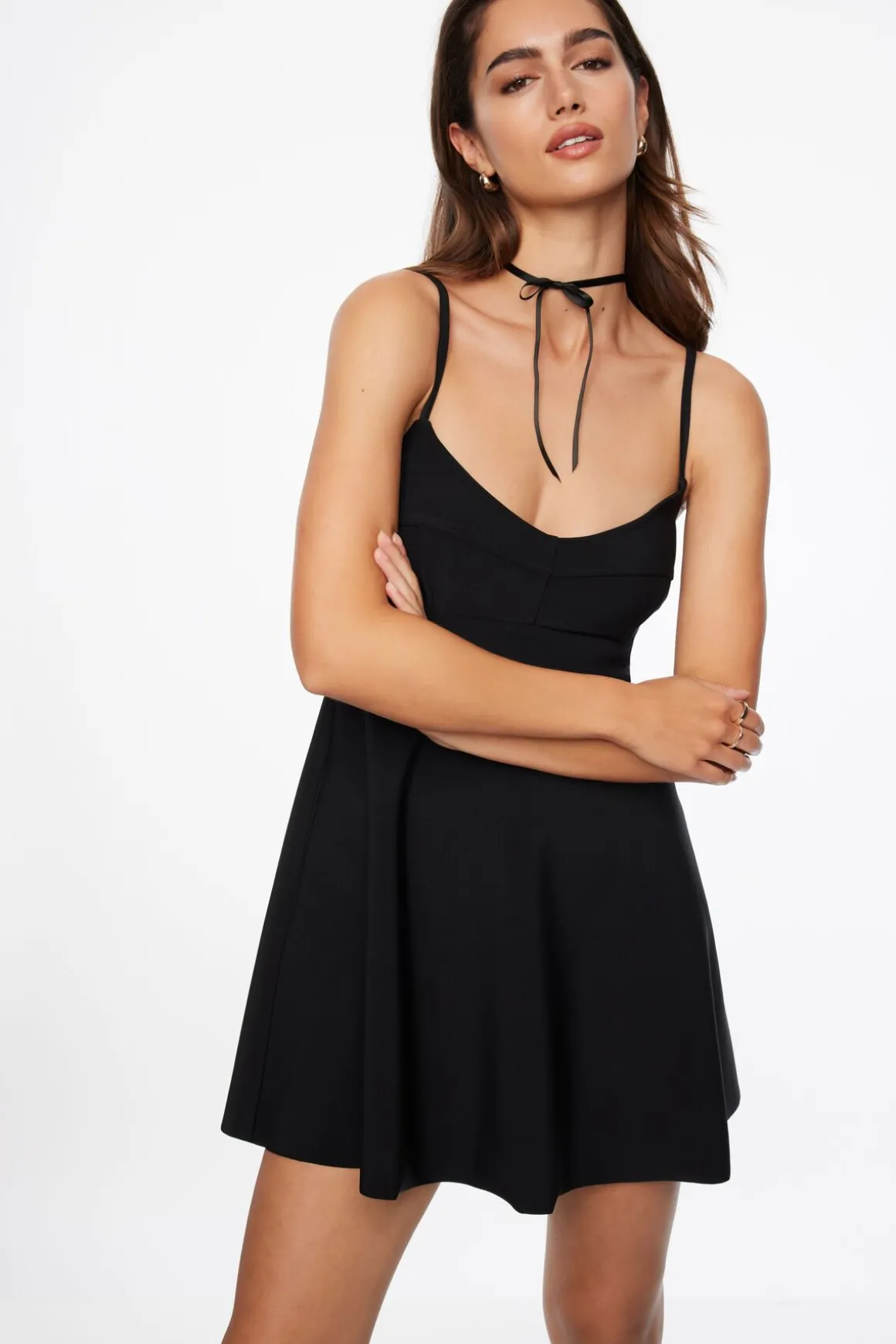 Dresses & Jumpsuits-Dynamite Flare Mini Dress Black
