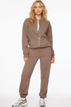 Long Sleeve Tops-Dynamite Fleece Bomber Jacket Gray