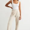 Pants-Dynamite Fleece Wide Leg Jogger Brown