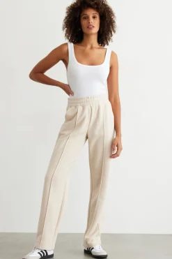 Pants-Dynamite Fleece Wide Leg Jogger Brown