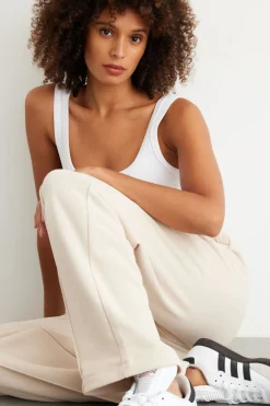 Pants-Dynamite Fleece Wide Leg Jogger Brown