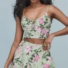 Skirts & Skorts | Skirts-Dynamite Floral Flare Mini Skirt Green