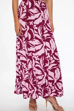 Skirts & Skorts | Skirts-Dynamite Floral Linen Maxi Skirt Pink