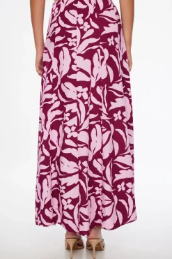 Skirts & Skorts | Skirts-Dynamite Floral Linen Maxi Skirt Pink
