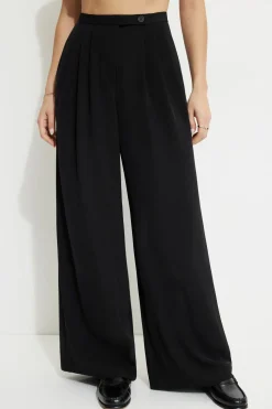 Pants | Wide Leg Pants-Dynamite Fluid Wide Leg Pants Black