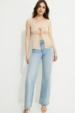 Blouses & Tops | Blouses & Tops-Dynamite Flyaway Satin Tank Top Brown