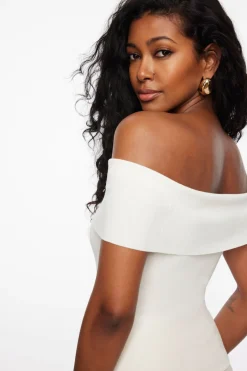 Sweaters & Cardigans | Sweaters-Dynamite Fold Over Off Shoulder Top White