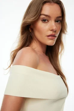 Dresses & Jumpsuits | Midi & Maxi Dresses-Dynamite Foldover Off Shoulder Midi Dress White