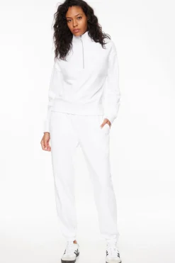 Pants-Dynamite French Terry Fleece Jogger Pants White