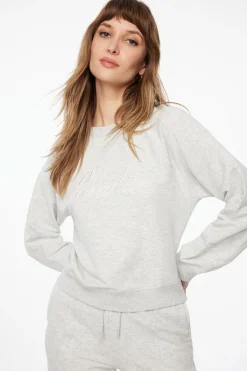 Sweaters & Cardigans | Long Sleeve Tops-Dynamite French Terry Graphic Sweatshirt Gray