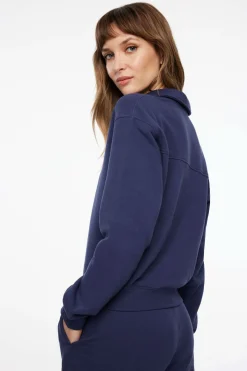 Sweaters & Cardigans | Long Sleeve Tops-Dynamite French Terry Polo Sweatshirt Blue