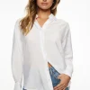 Blouses & Tops | Blouses & Tops-Dynamite Frida Oversized Airflow Shirt White