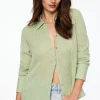 Blouses & Tops | Blouses & Tops-Dynamite Frida Oversized Sheer Shirt Green