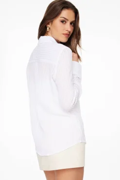 Blouses & Tops | Blouses & Tops-Dynamite Frida Oversized Sheer Shirt White