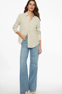 Blouses & Tops | Blouses & Tops-Dynamite Frida Pocket Shirt Brown