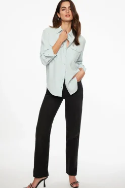 Blouses & Tops | Blouses & Tops-Dynamite Frida Pocket Shirt Blue