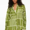 Blouses & Tops | Blouses & Tops-Dynamite Frida Satin Oversized Shirt Green