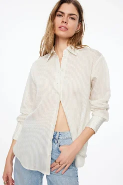 Blouses & Tops | Blouses & Tops-Dynamite Frida Stripe Shirt Green