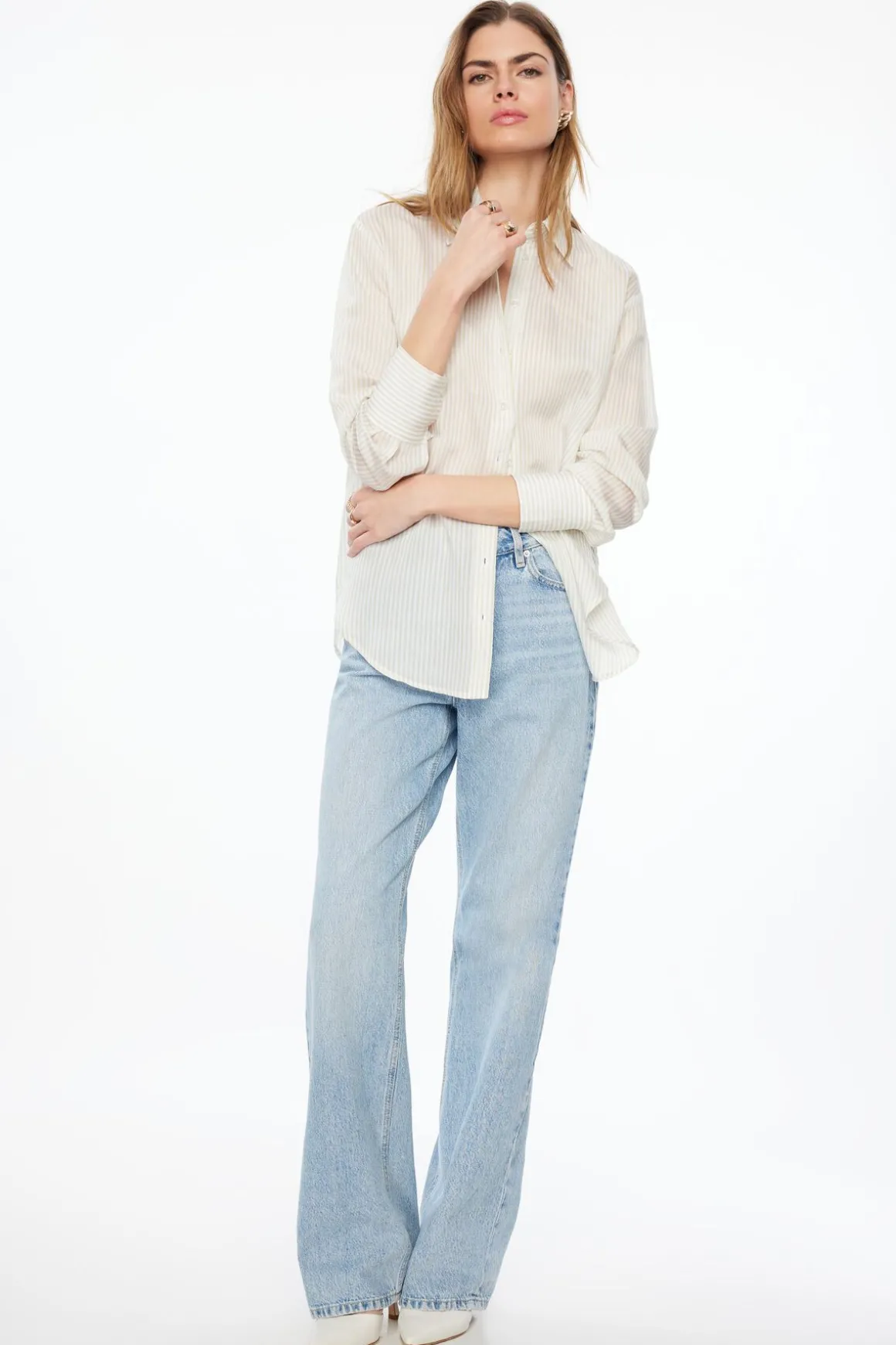 Blouses & Tops | Blouses & Tops-Dynamite Frida Stripe Shirt Green