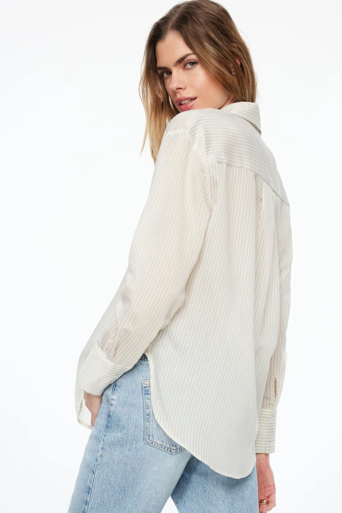 Blouses & Tops | Blouses & Tops-Dynamite Frida Stripe Shirt Green