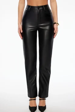 Pants | Straight Leg Pants-Dynamite Gisele Straight Leg Faux Leather Pants Black