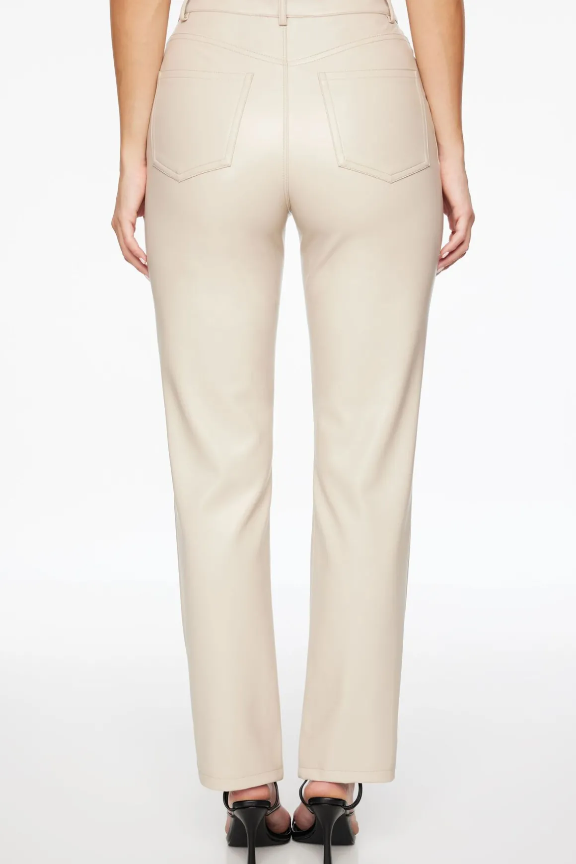 Pants | Straight Leg Pants-Dynamite Gisele Straight Leg Faux Leather Pants Gray