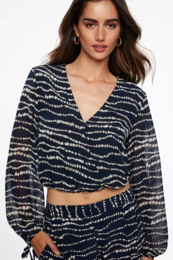 Blouses & Tops | Blouses & Tops-Dynamite Graphic Wrap Top Blue
