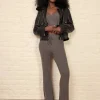 Pants-Dynamite Hacci Flared Pants Gray
