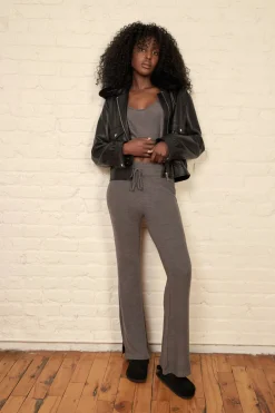 Pants-Dynamite Hacci Flared Pants Gray