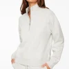 Long Sleeve Tops-Dynamite Half Zip Sweatshirt Gray