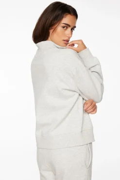 Long Sleeve Tops-Dynamite Half Zip Sweatshirt Gray