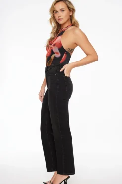 Tees & Tanks | Tees & Tanks-Dynamite Halter Open Back Mesh Bodysuit Black