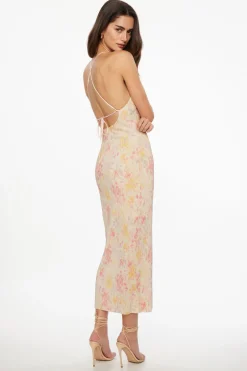 Dresses & Jumpsuits | Midi & Maxi Dresses-Dynamite Halter Pleated Maxi Dress Pink