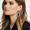 Earrings-Dynamite Hammered Open Link Earrings Gray
