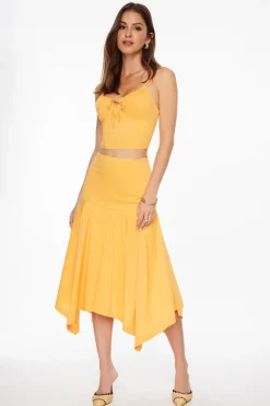 Skirts & Skorts | Skirts-Dynamite Handkerchief Midi Skirt Orange