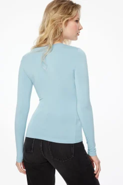 Tees & Tanks | Tees & Tanks-Dynamite Harlynn Long Sleeve Jersey Scoop Neck Top Blue