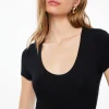 Tees & Tanks | Tees & Tanks-Dynamite Hayden Scoop Neck Bodysuit Black