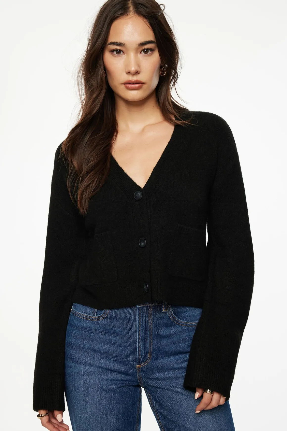 Sweaters & Cardigans | Sweaters-Dynamite Heavenlyarn™ Abbey Cropped Cardigan Black