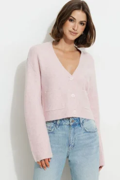 Sweaters & Cardigans | Sweaters-Dynamite Heavenlyarn™ Abbey Cropped Cardigan Pink