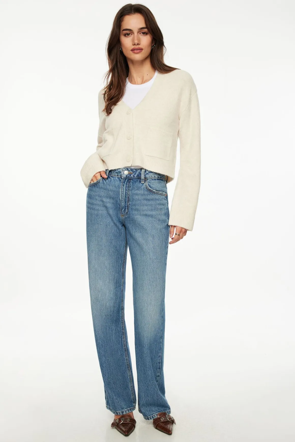 Sweaters & Cardigans | Sweaters-Dynamite Heavenlyarn™ Abbey Cropped Cardigan Brown
