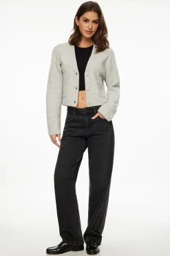 Sweaters & Cardigans | Sweaters-Dynamite Heavenlyarn™ Abbey Cropped Cardigan Gray