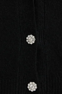 Sweaters & Cardigans | Bestsellers-Dynamite Heavenlyarn™ Abbey Jewel Button Cropped Cardigan Black