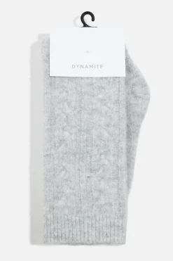 Socks & Tights-Dynamite Heavenlyarn™ Cable Knit Calf High Socks Gray