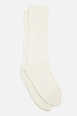 Socks & Tights-Dynamite Heavenlyarn™ Cable Knit Calf High Socks White