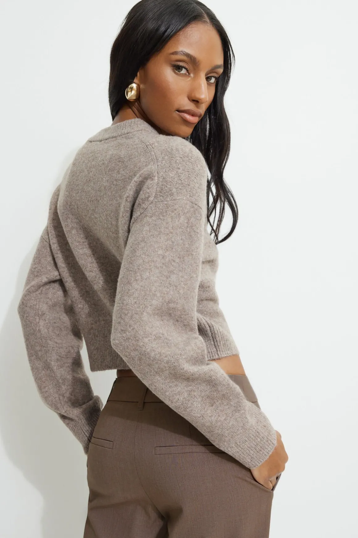 Sweaters & Cardigans | Bestsellers-Dynamite Heavenlyarn™ Catherine Crewneck Cardigan Brown