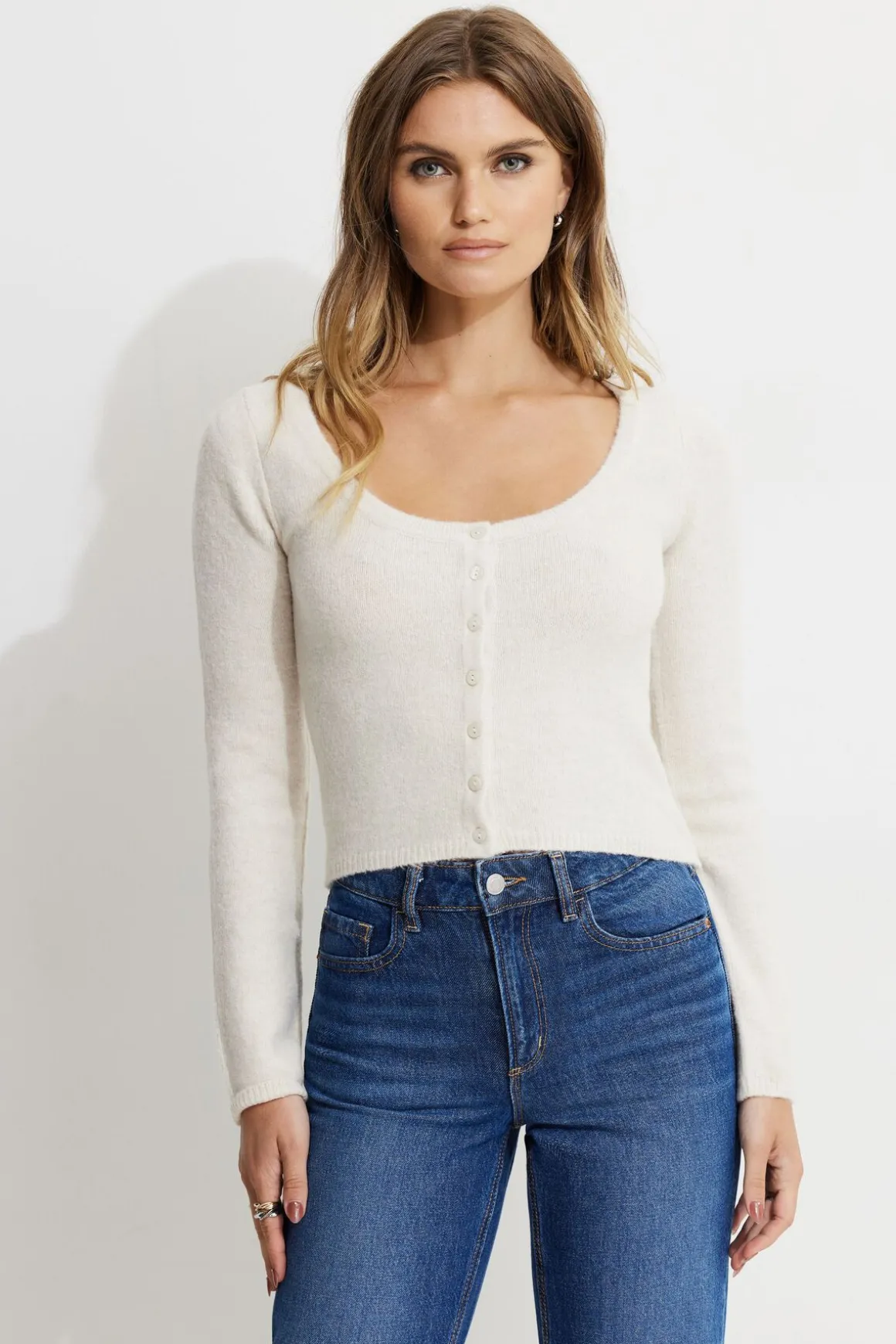 Sweaters & Cardigans | Sweaters-Dynamite Heavenlyarn™ Cropped Cardigan Brown