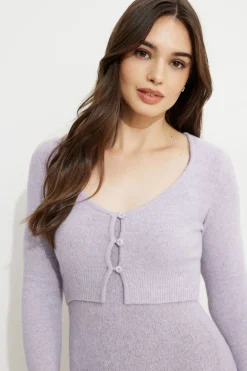 Sweaters & Cardigans | Online Exclusives-Dynamite Heavenlyarn™ Cropped Flyaway Cardigan Purple