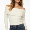 Sweaters & Cardigans | Bestsellers-Dynamite Heavenlyarn™ Laura Off Shoulder Sweater White