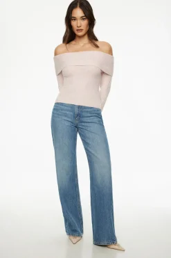 Sweaters & Cardigans | Sweaters-Dynamite Heavenlyarn™ Laura Off Shoulder Sweater Pink